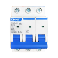 Disjoncteur Miniature série NXB-63 CHNT NXB-63 3P C25 petit RCBO/MCCB/RCB avec courant nominal 25A et Protection LI