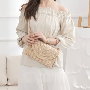 Bolso de Mano de Paja Tejido a Mano para Mujer, Bolso Tipo Sobre Bohemio para la Playa con Correa Cruzada Desmontable, Cartera Tejida de Moda de Verano - Product Image 2