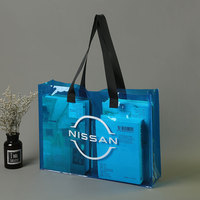 Sac fourre-tout en PVC transparent de couleur bonbon, imperméable, avec logo personnalisé, pour cadeaux
