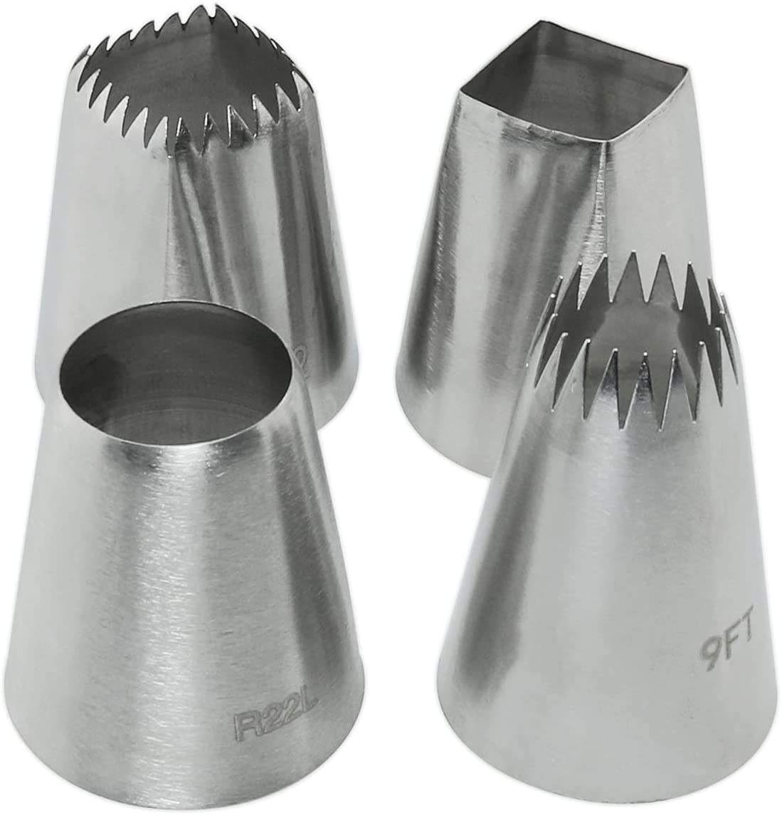 4Pcs Stainless Steel Pastry Tips Cupcake Cream Nozzle Square and Round Cake  Decorating Icing Piping Nozzles Set