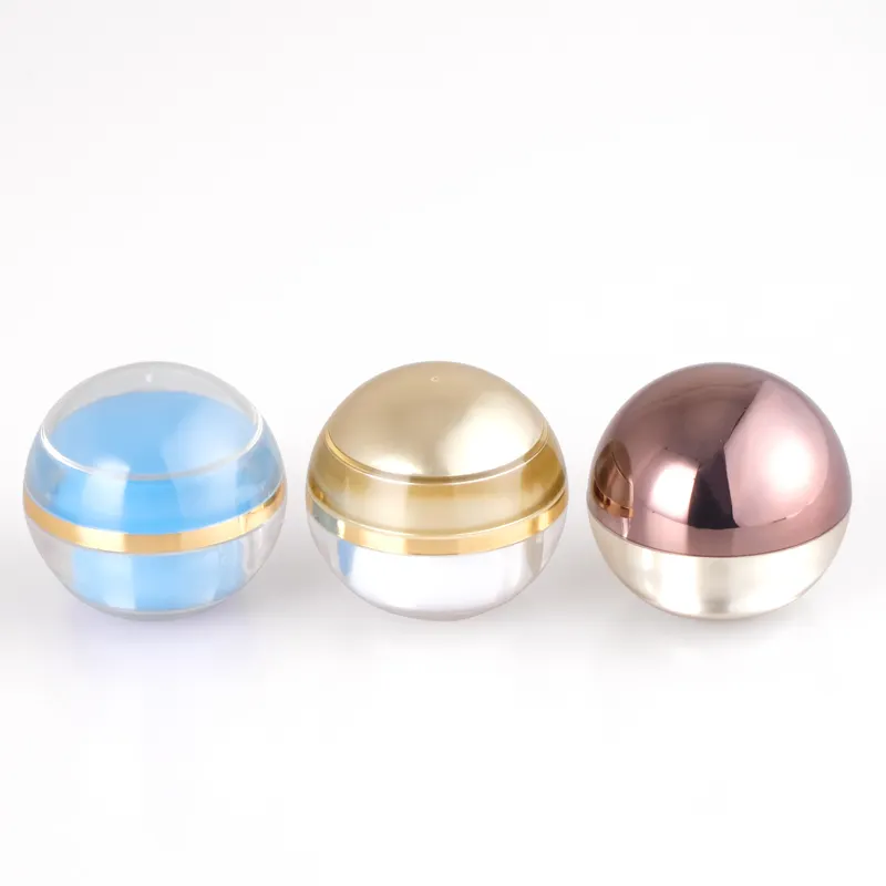 5g अनुकूलित गेंद के आकार छोटे एक्रिलिक जार 5gm नमूना जार कंटेनर अंडे के आकार का