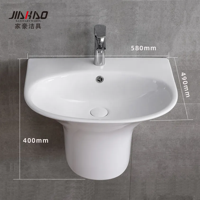 JIAHAO chinese factory Modern Bathroom White Rectangle Wall Mount Hung Porcelain Ceramic Small Sink Wash Art Basin Vessel Vanity