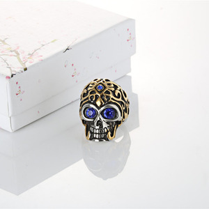 Skull <b>Ring</b> Men's Fashion Jewelry Red Blue <b>Crystal</b> Titanium Steel Gift Occasion - Product Image 4