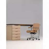 Bureau de direction commercial moderne et éco-responsable en contreplaqué de bouleau de style américain avec tiroirs et profilés en aluminium