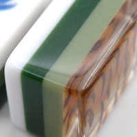 Jeu de Mahjong Tigre 160 tuiles - Tuiles de Mahjong Boutique Bambird bleues avec un design esthétique Prunier, Lotus Blanc et Bambou Os Exotique