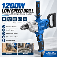 Perceuse électrique multifonction à vitesse variable avec poignée arrière rotative 1200W