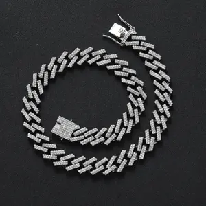 Creative Design Hip Hop Style Cuban Chain Alloy 15mm Bracelet Full Diamond Necklace Men