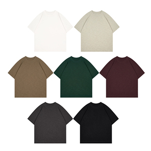 T-shirt surdimensionné respirant en coton flammé T-shirt à manches courtes en pur coton doux à col rond - Product Image 4