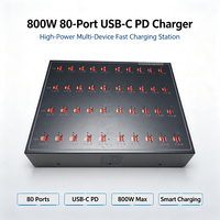 Station d'alimentation multi-appareils de qualité industrielle 800W 80 ports USB C PD+ QC3.0, concentrateur de charge de bureau, chargeur de téléphone portable