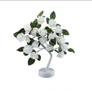 Rose Table Lamp 18/24led Romantic Flower Night <b>Light</b> Wedding Bedroom Indoor Christmas Decoration Rose Flower Bonsai <b>Tree</b> <b>Light</b> - Product Image 5
