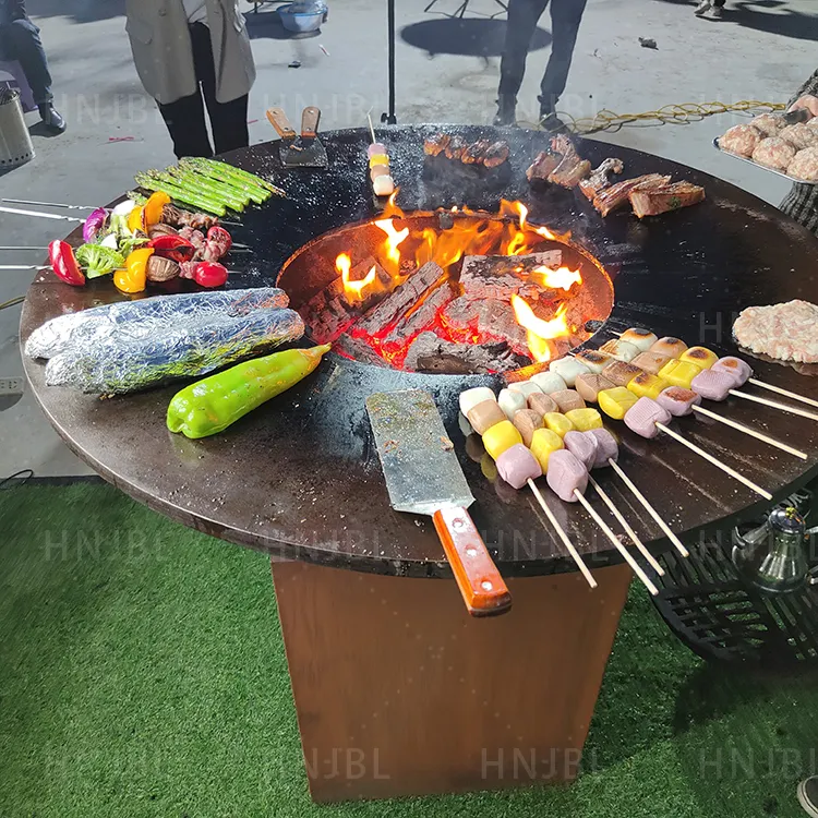 Baja corten Outdoor panggangan BBQ Eropa logam barbekyu barbeku berkarat corten baja lubang api