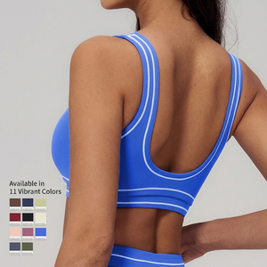 Soutien-gorge de yoga brossé bicolore OEM/ODM, haut de gamme, dos en U élégant, pour le <span class=keywords><strong>sport</strong></span>, la course et le fitness, vêtements de yoga EWX7028 - Product Image 3