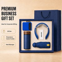 Coffrets Cadeaux de Luxe pour Employés : Gobelet, Masseur Cervical, Parapluie, Coffret Cadeau d'Entreprise avec Batterie Externe, Souvenirs