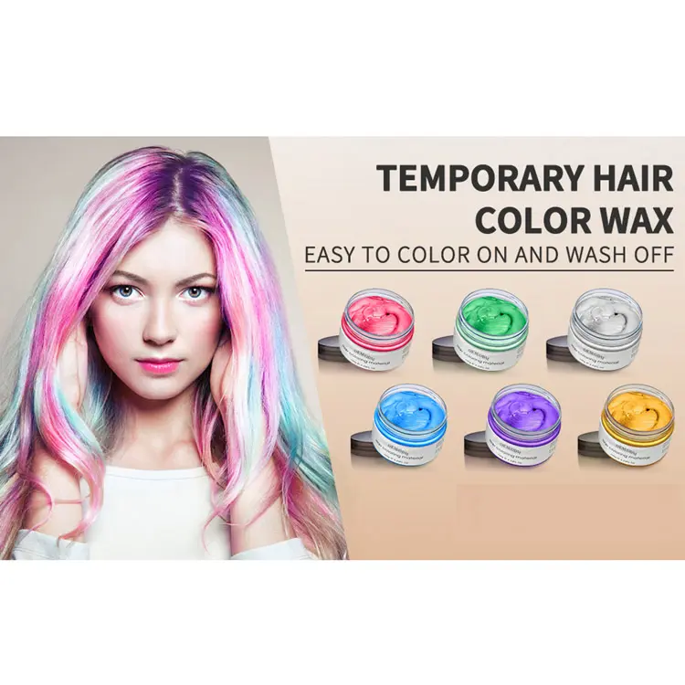Private Label Natural Multi-Color Modeling Fashion DIY Hair Color Wax, Washable Temporary Hairstyle Dye