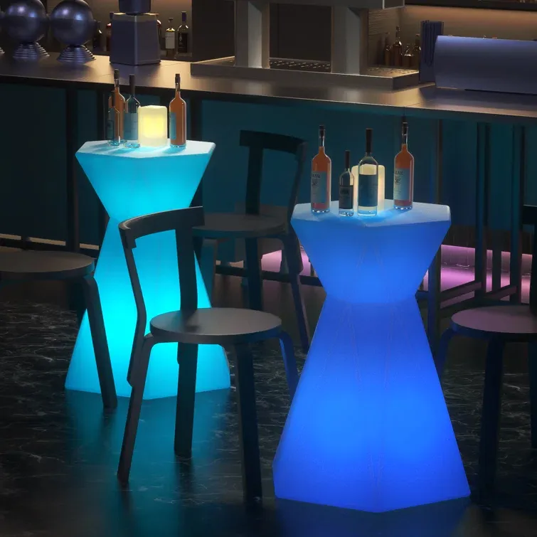 Mesa de bar com lâmpada LED de design moderno, mesa de bar brilhante para festas e boate, mesa de bar em mudança de cor