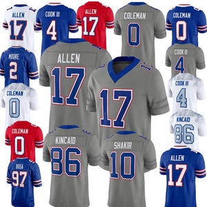 Fabrieksgroothandel Buffels Nieuwe Stijl Geborduurde # 0 Coleman # 4 Cook III # 10 Shakir # 17 Allen # 2 Moore American Football-shirt - Product Image 1