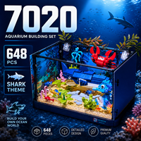 Set de Bloques de Construcción de Acuarios al por Mayor, Ladrillos de Exhibición de Animales Marinos con Temáticas de Tiburón, Medusa y Tortuga Marina, Juguete Educativo STEM para Niños