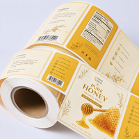 Etiqueta Adhesiva Personalizada con Logotipo en Dorado Mate sobre Negro, Etiqueta de Vinilo Adhesiva Impermeable para Alimentos, Rollo de Etiquetas para Botellas, Etiqueta para Productos