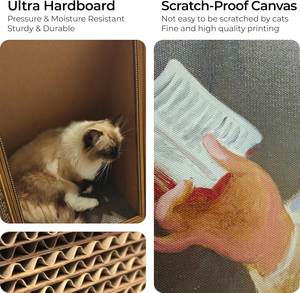 Casa para Gatos con Diseño de Pintura Famosa – Casa de Cartón de Doble Cara con Rascador y Marco de Arte Vintage - Product Image 4
