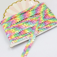 Accessoire de couture à la main écologique en 20 couleurs, 2 rangées de dentelle élastique à paillettes pour jupe de danse latine Costume de scène avec motif animal
