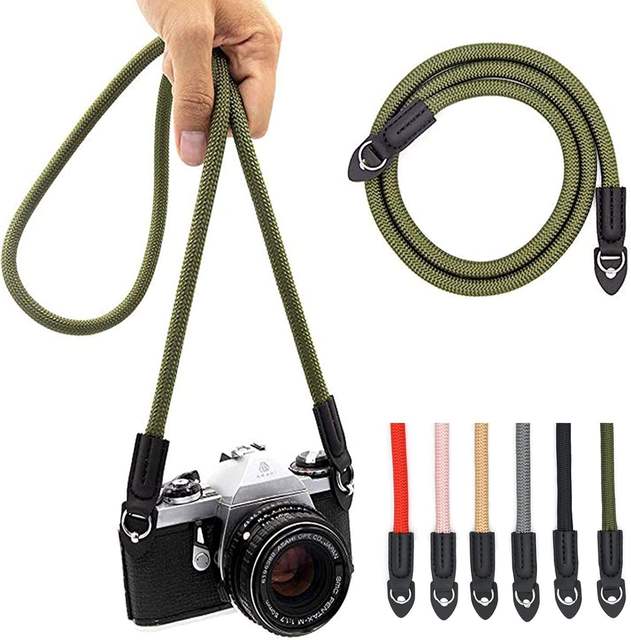 Durable WENHAO WH-0198 Vintage Round Rope Camera Strap 100cm Nylon for DSLR Neck Shoulder Strap
