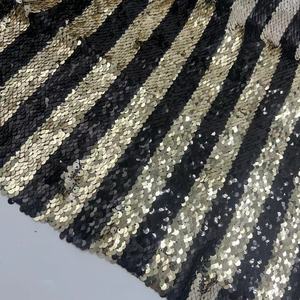 Nuovo prodotto di fabbrica nero e beige paillettes ricamato tessuto di maglia 100% <span class=keywords><strong>P</strong></span> per abito con paillettes - Product Image 5