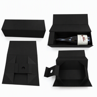 Boîte cadeau magnétique pliable personnalisée avec logo, en gros, pour bouteille de vin unique, emballage rigide en papier pliable à plat