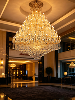 Lustre en cristal de luxe personnalisé avec télécommande, luminaire suspendu moderne pour grand hôtel et salon, hauteur réglable, LED