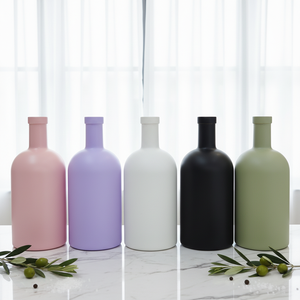 Bottiglia in Vetro Satinato Rotonda per Liquori 375ml 500ml 750ml, Stile Nordico, per <span class=keywords><strong>Gin</strong></span>, Vodka, Liquori, Olio d'Oliva, Acqua - Product Image 4