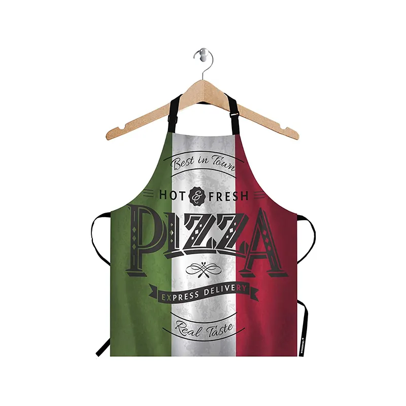 Grembiule per Pizza Best in Town Pizza Retro Poster su sfondi Grunge grembiule con bavaglino verde bianco rosso