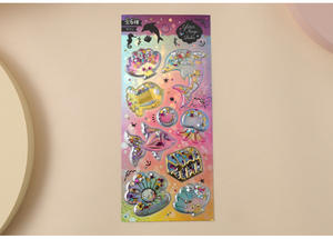 Pegatinas Brillantes con Efecto de Movimiento para Niños <span class=keywords><strong>WOWEI</strong></span>, Pegatinas con Efecto de Movimiento para Fiestas de Cumpleaños, Pegatinas Tridimensionales con Arena Fluida Dorada - Product Image 5