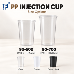 แก้วพลาสติก PP แบบฝ้า ขนาด 700 มล. รุ่น TBH ขนาด 90 มม. x 170 มม. ใส ใช้แล้วทิ้ง สำหรับกาแฟ ชา น้ำผลไม้ - Product Image 3