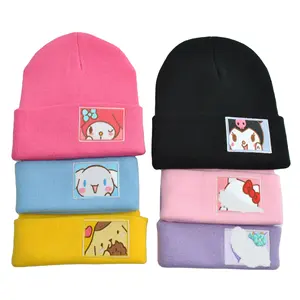 DHF Mode Sanrioed Winterhüte Y2K Kawaii Kuromi Melodie Kinnemehl Anime Damen Herbst Winter warmer plüsch Strickmütze