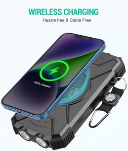 Batterie externe <span class=keywords><strong>solaire</strong></span> 10 000 mAh étanche avec charge rapide 15W, <span class=keywords><strong>chargeur</strong></span> sans fil, lumière LED USB – Idéale pour les randonneurs – Produit le plus vendu - Product Image 2