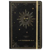 Carnet A5 Premium Personnalisé Céleste en Cuir PU avec Feuilles Mobiles et Pages Lignées, Dorure à Chaud Astrologie – Idéal Cadeau