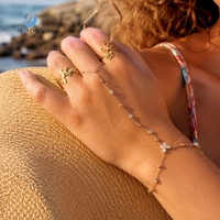 Pulsera de Cadena Apilable SUMMLY con Mariposas de Circones, Chapada en Oro de 18K, de Acero Inoxidable, para Mujer, Regalo para Fiesta