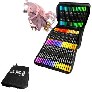 Set di Pennarelli Acquerellabili a Doppia Punta 24 Colori con Punta <span class=keywords><strong>Fine</strong></span> e Pennello, Include Custodia per Arte e Schizzi - Product Image 5