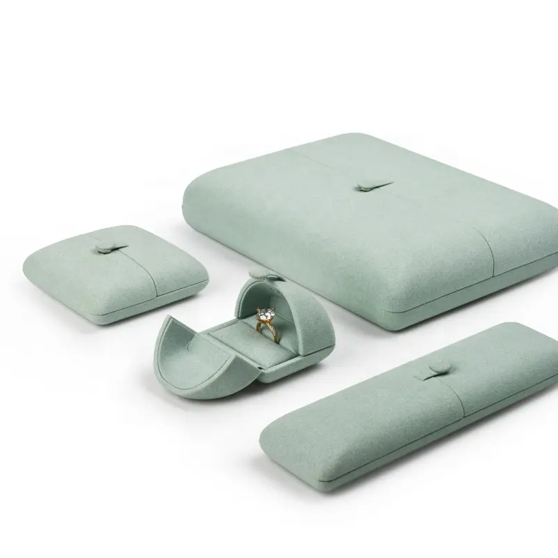 FANXI yeni moda nane yeşil kadife takı yüzük kutusu küpe kutuları