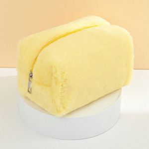 Ins Style Kawaii Fuzzy Makeup Bag Candy Color Plush Toiletry Pouch Multi-functional Cosmetic <b>Storage</b> Bag for Daily Use - Product Image 4
