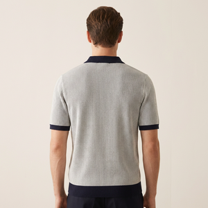 Maglione Polo da Uomo in Cotone a Maniche Corte, Maglieria Maschile, Maglione in Maglia di Cotone per Uomo - Product Image 2