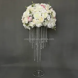 Smooth wedding decoration 3 layers hanging crystal beads clear acrylic centerpiece for table