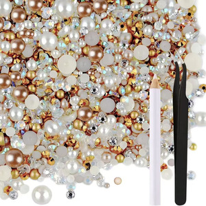 Perlas Planas de ABS de 2mm, Perlas Redondas de Plástico Sueltas para Decoración de Uñas, Manualidades, Joyería, Manicura - Product Image 2