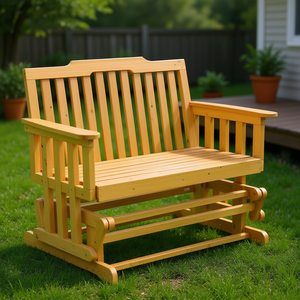 Wood Patio <b>Swing</b> Glider <b>Bench</b> 2 Person Quick Drying Outdoor Furniture for Backyard <b>Garden</b> Porch Natural - Product Image 2