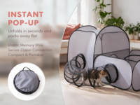 Parc de jeu portable pour animaux de compagnie, tente pour chat avec tunnel, maille respirante pour intérieur et extérieur, grand espace 160x80x75cm, chats, chiens, lapins
