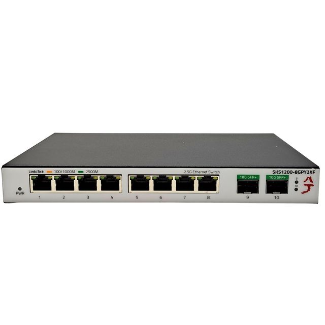 SKS1200 XikeStor 10-Port L2 Simple Managed Ethernet Switch 80Gbps Switch Capacity 2.5G RJ45 2-Port 10G SFP+ QoS Support Web VLAN