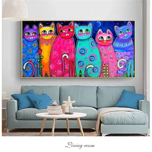 Colorful Cats Canvas Paintings for Kids Room Wall Posters and Prints Pop Art Decorative Canvas Prints Cuadros Picture Home Decor