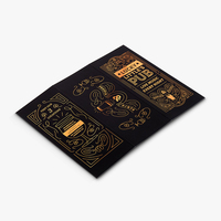 Service d'impression de brochures pliées en trois parties avec estampage or de haute qualité, dépliants promotionnels pour les menus de restaurants, bars et pubs