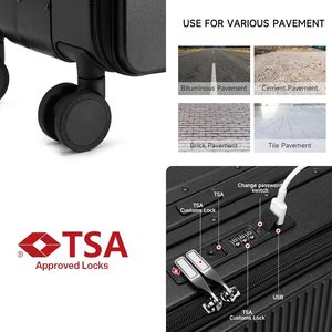 GEMULIN Valise <span class=keywords><strong>PC</strong></span> à roulettes large avec chargement USB Valise rigide ouverte à l'avant avec roue tournante - Product Image 4