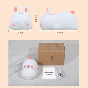 <span class=keywords><strong>2025</strong></span> <span class=keywords><strong>New</strong></span> Arrival <span class=keywords><strong>LED</strong></span> BIG mặt thỏ đêm đèn có thể sạc lại Silicone Nursery vỗ tay Bunny dễ thương đèn cho trẻ em - Product Image 5