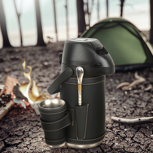 Ensemble de carafe isotherme en acier inoxydable pour le thé Yerba Mate, carafe thermique à double paroi isolée sous vide avec pompe à pression - Product Image 5